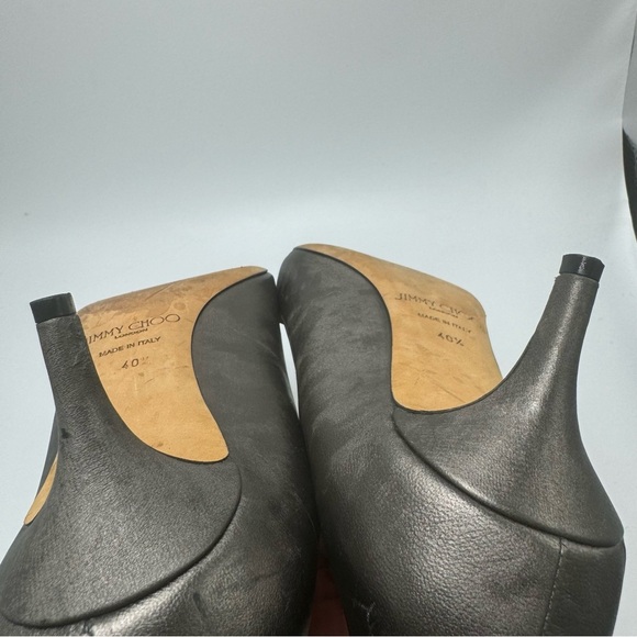 Jimmy Choo Allure Leather Kitten Heels Gray Metallic Pumps IT Size 40.5 US 10.5 - Picture 11 of 12